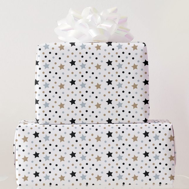 Papel De Regalo Navidades de Black White Stars 5 Rollos de tamaño (Subido por el creador)