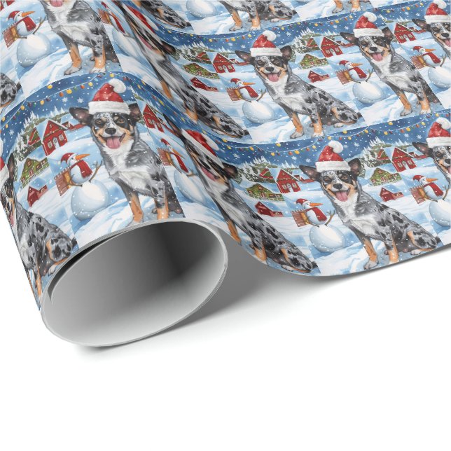 Papel De Regalo Navidades de Blue Heeler Dog Winter Wonderland Ale (Esquina del rollo)