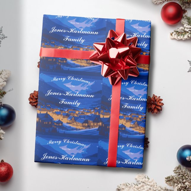 Papel De Regalo Navidades de Blue Personalizado Winter Village (Subido por el creador)