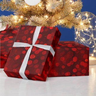 Papel De Regalo Navidades de bokeh rojos modernos iluminan el patr