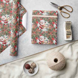 Papel De Regalo Navidades de bolas de tenis con tema de Santa Clau