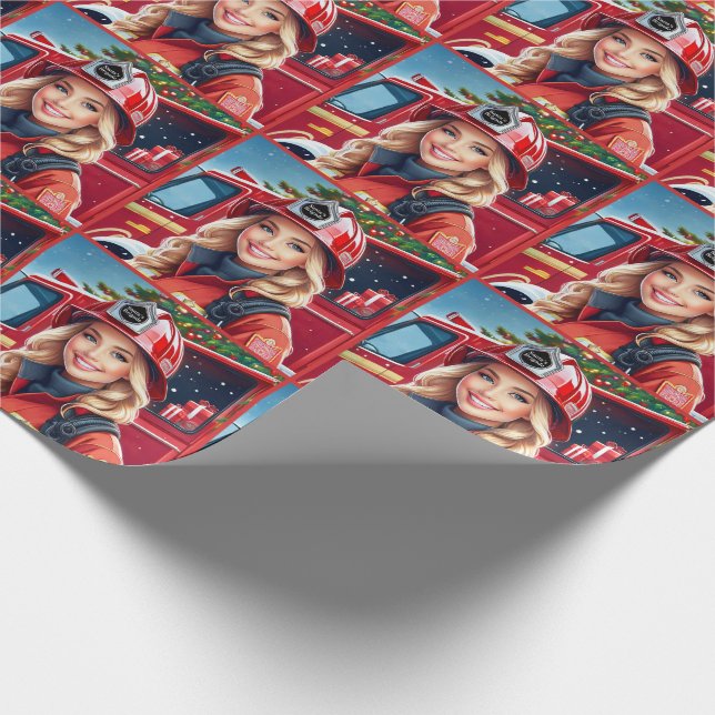 Papel De Regalo Navidades de bomberos de la brigada de Santa (Esquina)