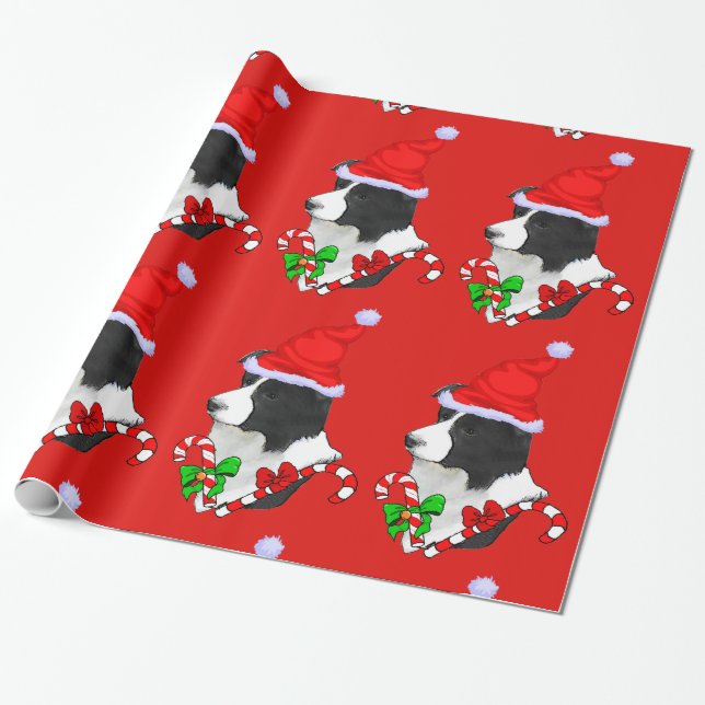 Papel De Regalo Navidades de Border Collie (Desenrollado)
