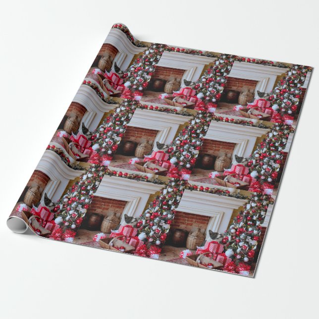 Papel De Regalo Navidades de Boston Terrier (Desenrollado)