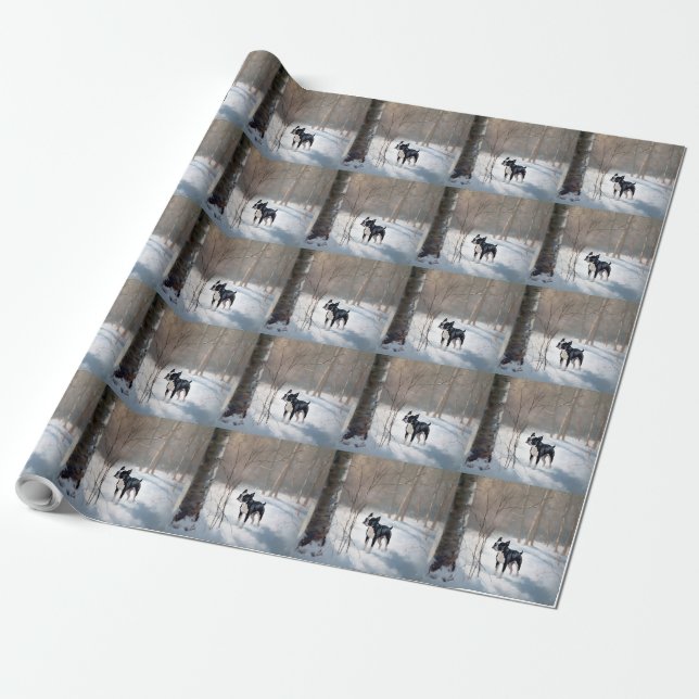 Papel De Regalo Navidades de Boston Terrier Let It Snow (Desenrollado)