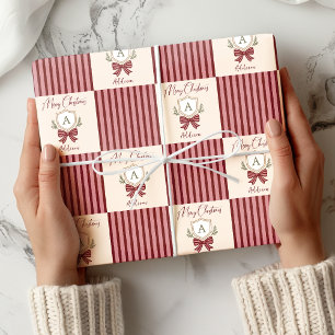 Papel De Regalo Navidades de Bow Escudos de monograma personalizad