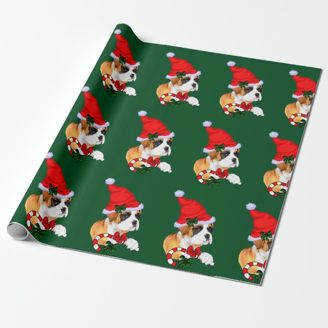 Papel De Regalo Navidades de Boxer Dog (Desenrollado)