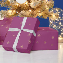 Papel De Regalo Navidades de Boysenberry rosados con copos de niev