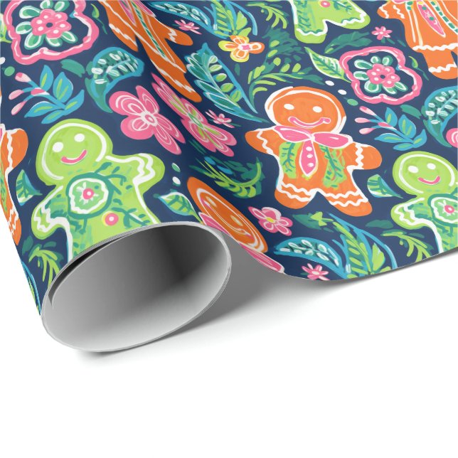 Papel De Regalo Navidades de Bright Palm Beach Gingerbread (Esquina del rollo)