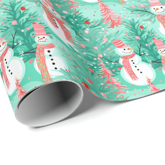 Papel De Regalo Navidades de Bright Palm Beach Snowman (Esquina del rollo)