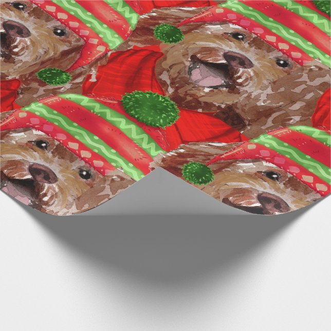 Papel De Regalo Navidades de Brown Labradoodle Dog Lover (Esquina)