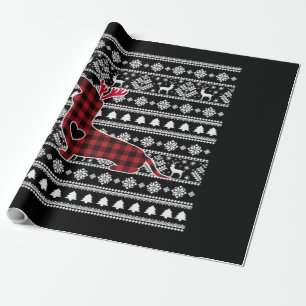 Papel De Regalo Navidades de búfalos de la placa roja Dachshund