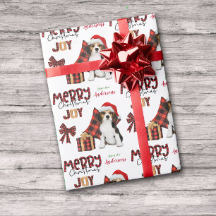 Papel De Regalo Navidades de Buffalo Plaid Beagle Puppy