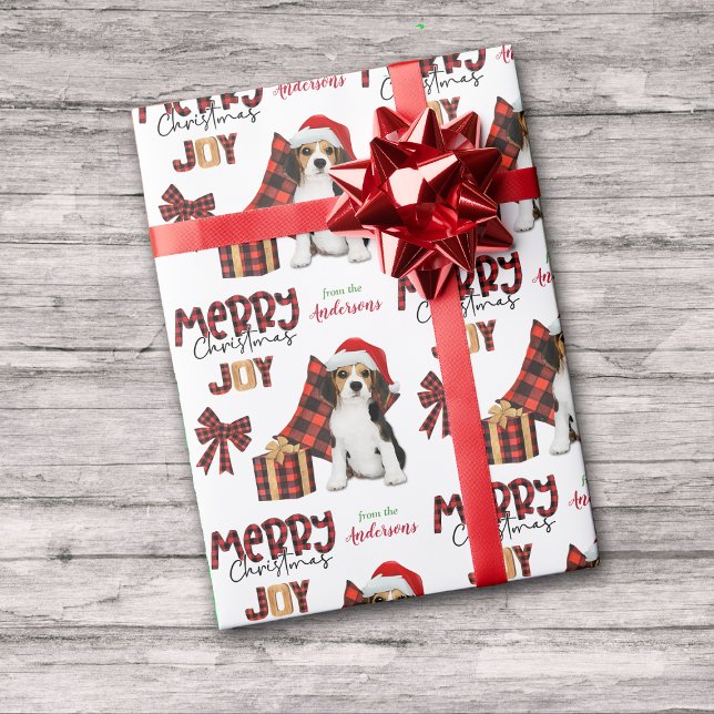 Papel De Regalo Navidades de Buffalo Plaid Beagle Puppy (Subido por el creador)