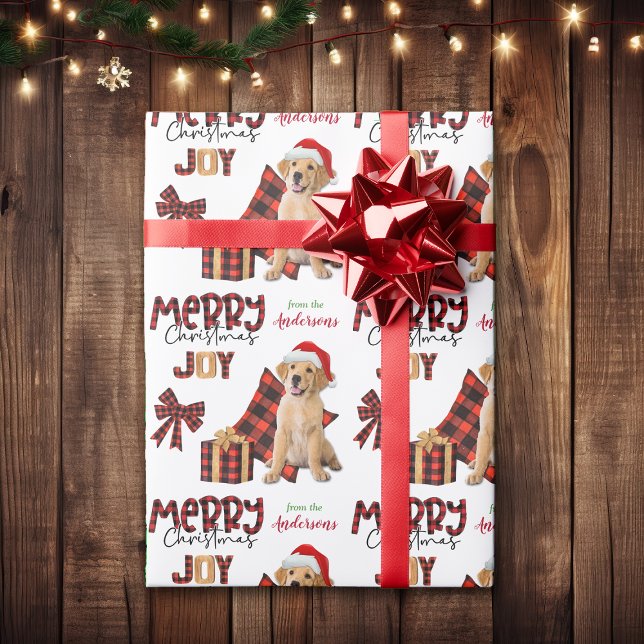 Papel De Regalo Navidades de Buffalo Plaid Golden Retriever (Subido por el creador)
