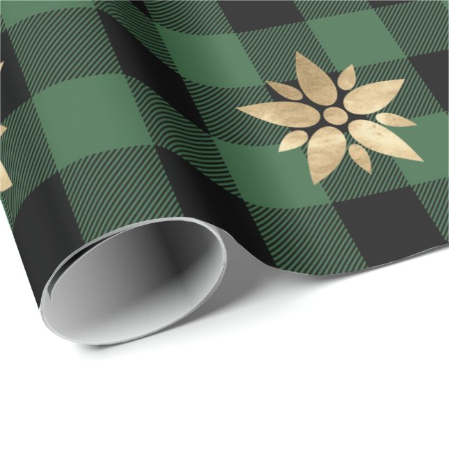 Papel De Regalo Navidades de Buffalo Plaid Lomberjack Estrellas ve (Esquina del rollo)