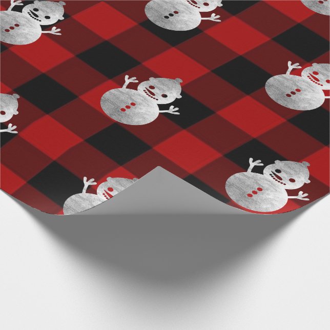 Papel De Regalo Navidades de Buffalo Plata De Snowman (Esquina)