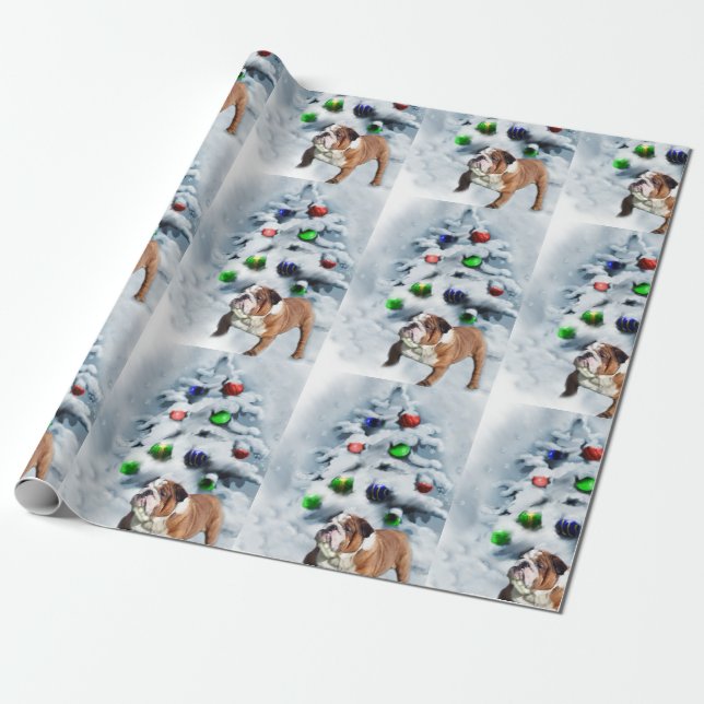 Papel De Regalo Navidades de Bulldog de Inglaterra (Desenrollado)