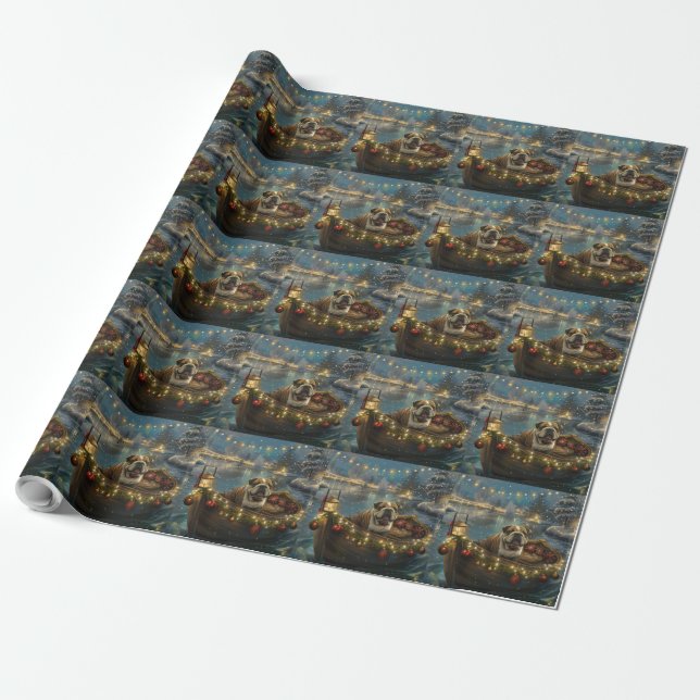 Papel De Regalo Navidades de bulldog de vacaciones (Desenrollado)