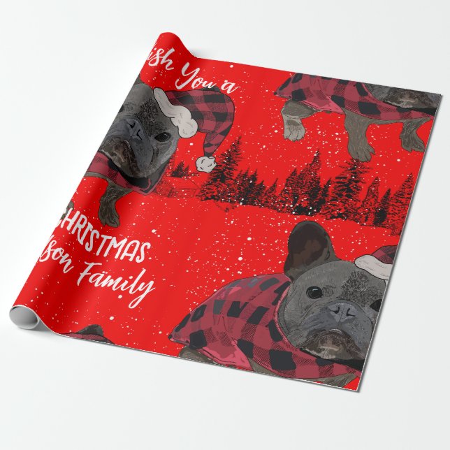 Papel De Regalo Navidades de Bulldog franceses personalizan a perr (Desenrollado)