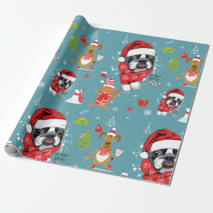 Papel De Regalo Navidades de Bulldog franceses Santa