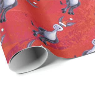 Papel De Regalo Navidades De Burro En Verde