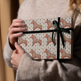 Papel De Regalo Navidades de caballos de la Vieja Escandinavia Fol