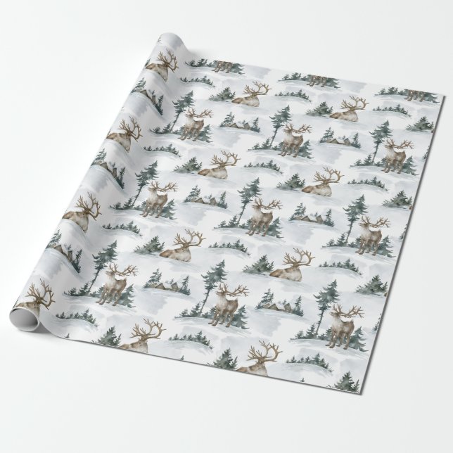 Papel De Regalo Navidades de cabaña de invierno de montaña rusa (Desenrollado)