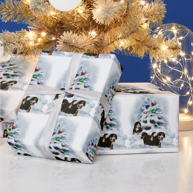 Papel De Regalo Navidades de cachorros de la Montaña de Bernese (Vacaciones)