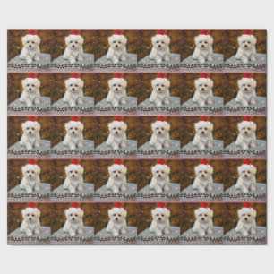 Papel De Regalo Navidades de cachorros malteses