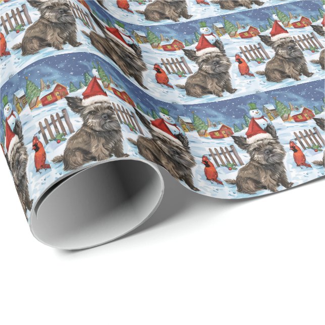 Papel De Regalo Navidades de Cairn Terrier Dog Winter Wonderland d (Esquina del rollo)