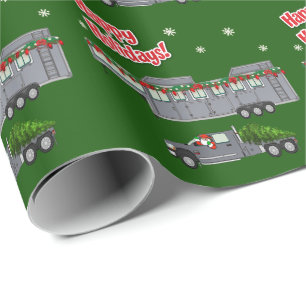 Papel De Regalo Navidades de Camión Gris y de Caballo
