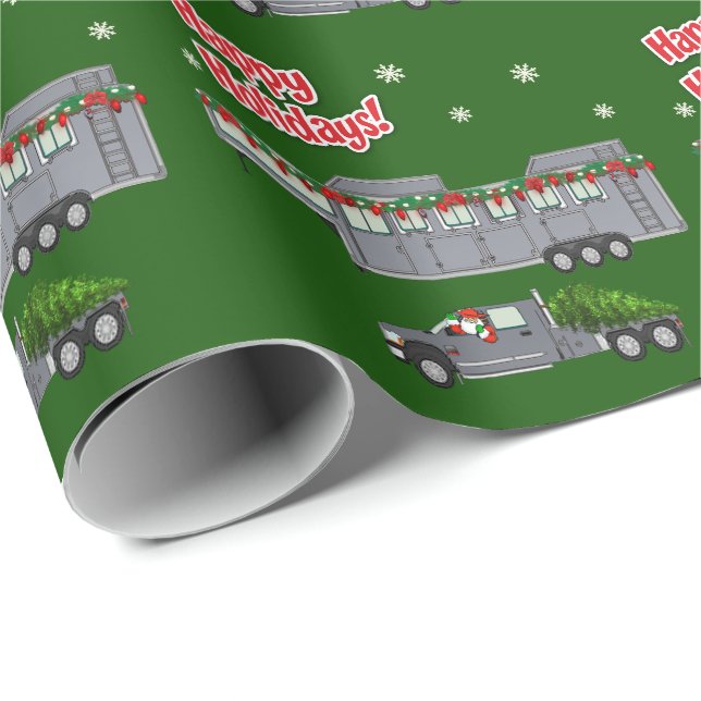 Papel De Regalo Navidades de Camión Gris y de Caballo (Esquina del rollo)