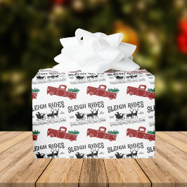 Papel De Regalo Navidades de Camión Rojo Rústico de Sleigh Rides