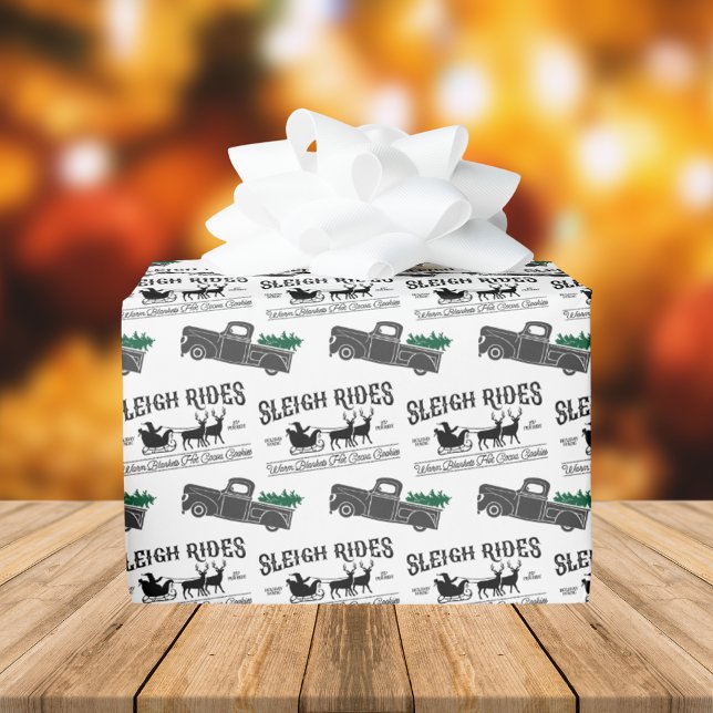 Papel De Regalo Navidades de Camiones Negros Rusticos de Sleigh Ri (Subido por el creador)