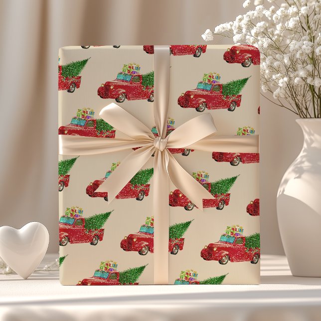Papel De Regalo Navidades de camionetas rojas antiguas (Subido por el creador)