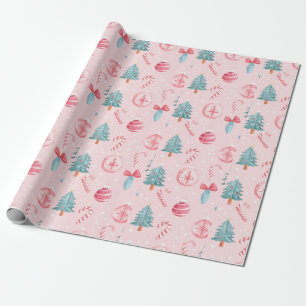 Papel De Regalo "Navidades de caña de caramelo patrón delgado"