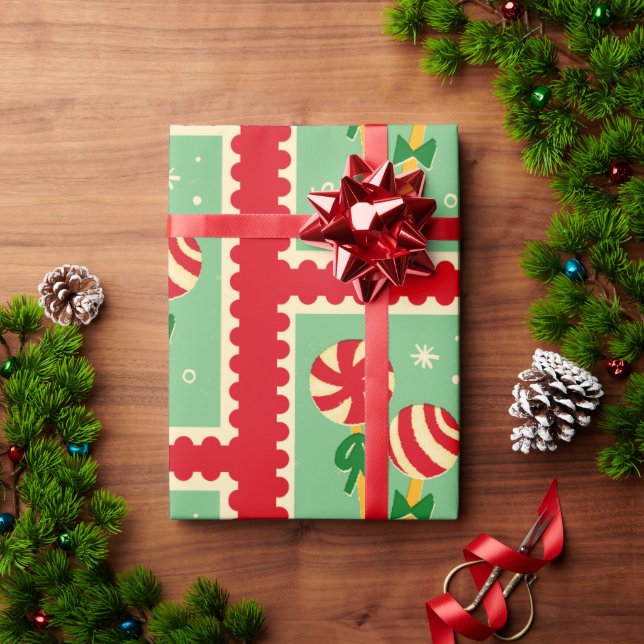 Papel De Regalo Navidades de Candy Cane (Regalo de vacaciones)