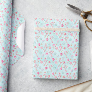 Papel De Regalo Navidades de Candy Canes Rosa y Aqua