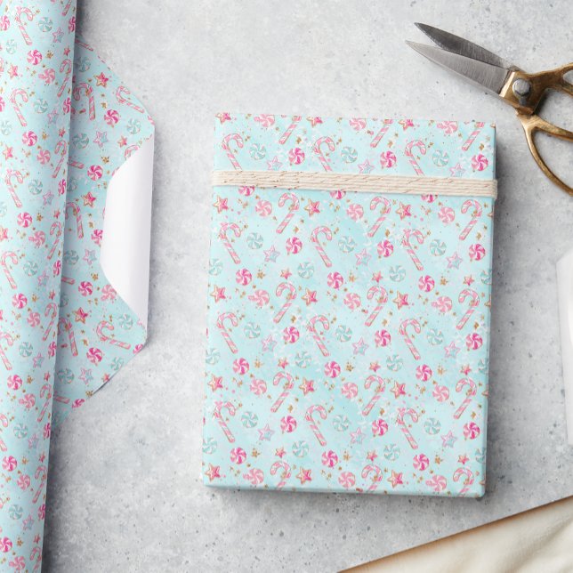 Papel De Regalo Navidades de Candy Canes Rosa y Aqua (Subido por el creador)