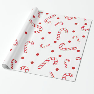 Papel De Regalo Navidades de canes de caramelo blanco rojo celebra