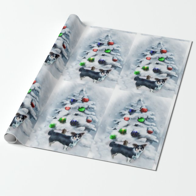 Papel De Regalo Navidades de Cardigan Welsh Corgi (Desenrollado)