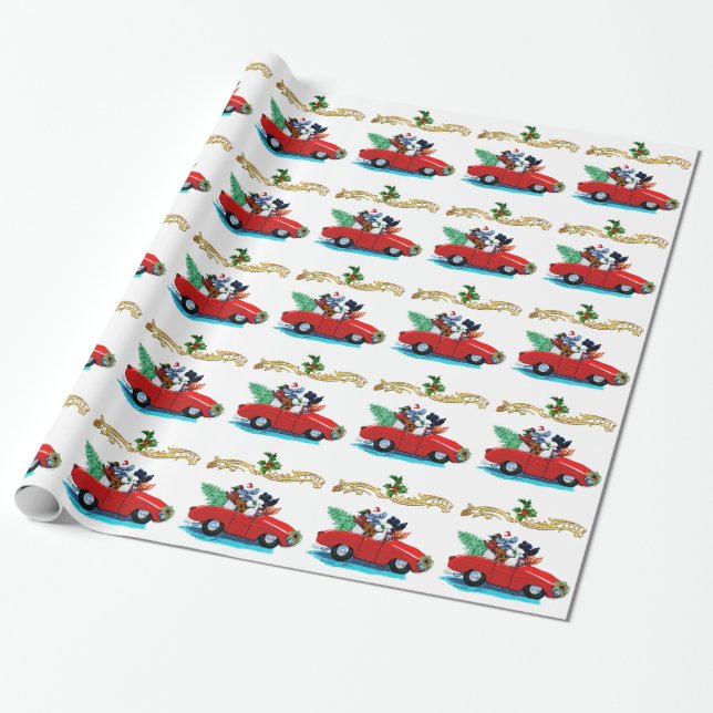 Papel De Regalo Navidades de carros antiguos (Desenrollado)