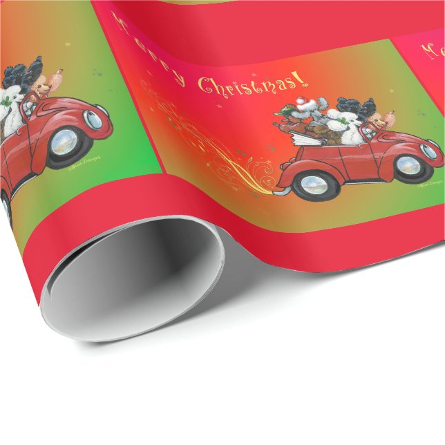Papel De Regalo Navidades de carros antiguos (Esquina del rollo)