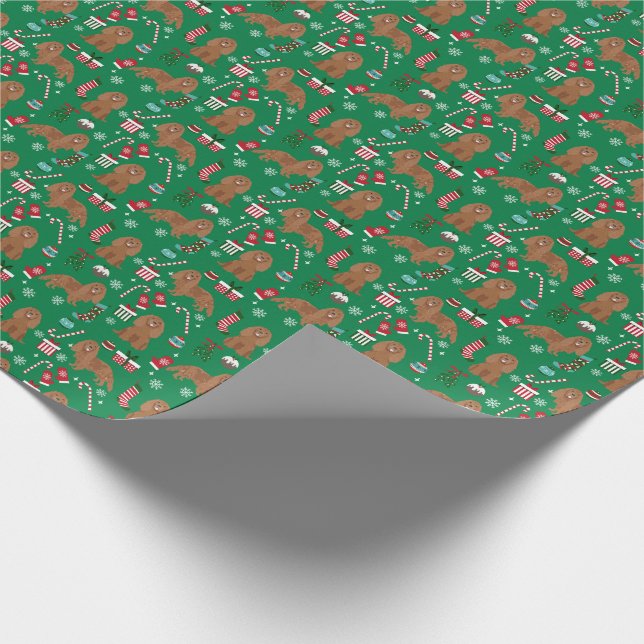 Papel De Regalo Navidades de Cavalier King Charles Spaniel Ruby (Esquina)