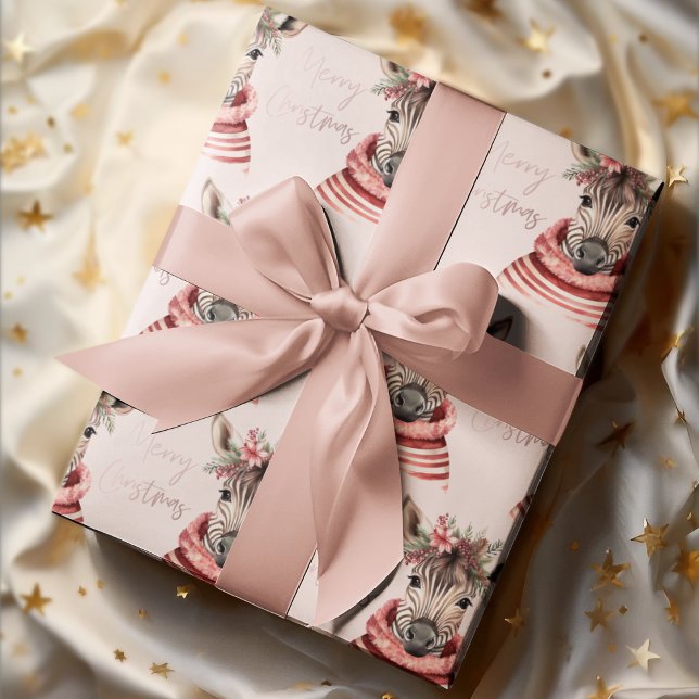 Papel De Regalo Navidades de cebra | Navidad rosa y dulce (Subido por el creador)