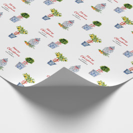 Papel De Regalo Navidades de cerámica azul y blanca