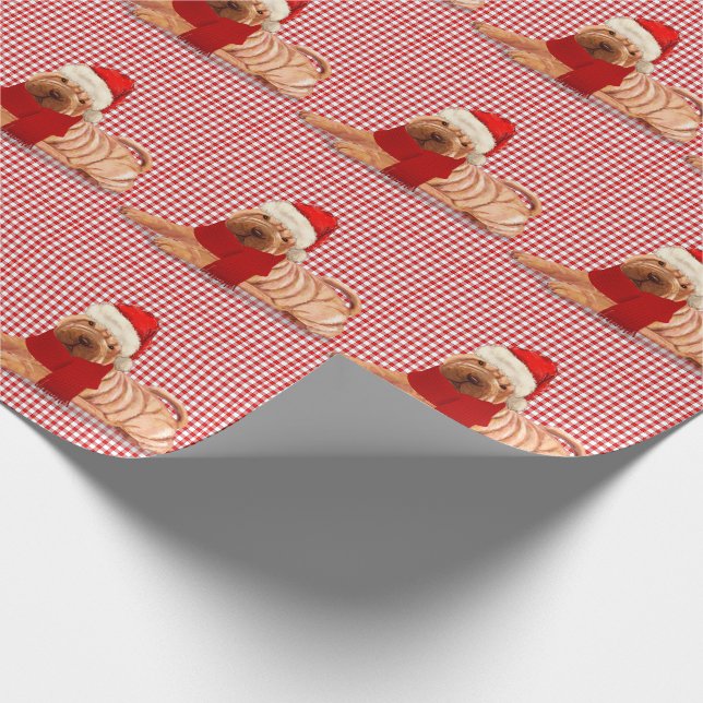 Papel De Regalo Navidades de Char Pei Dog Holiday Checks (Esquina)