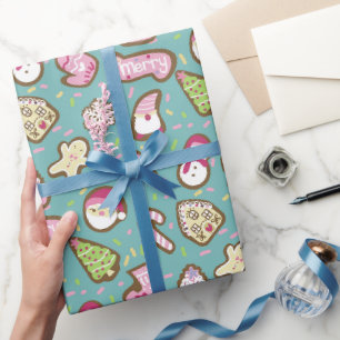 Papel De Regalo Navidades de cocina turquesa