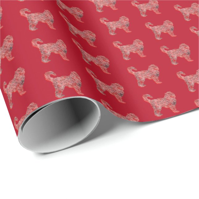 Papel De Regalo Navidades de Cockapoo Perro Cute Silhouette Rojo (Esquina del rollo)